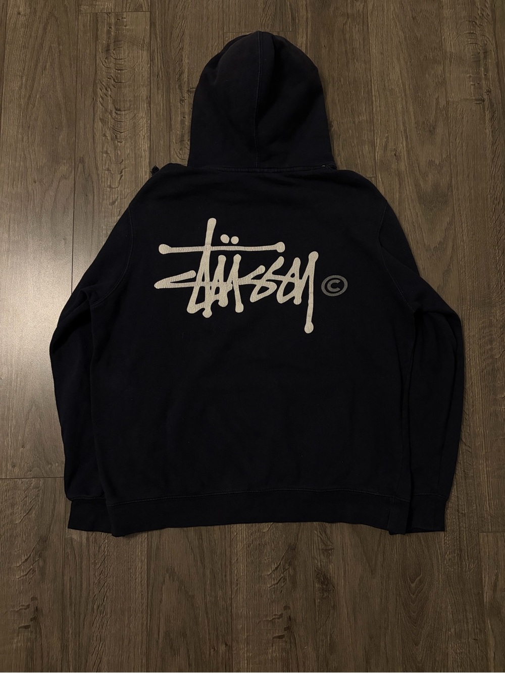 Vintage STUSSY Navy Logo Hoodie - Men's